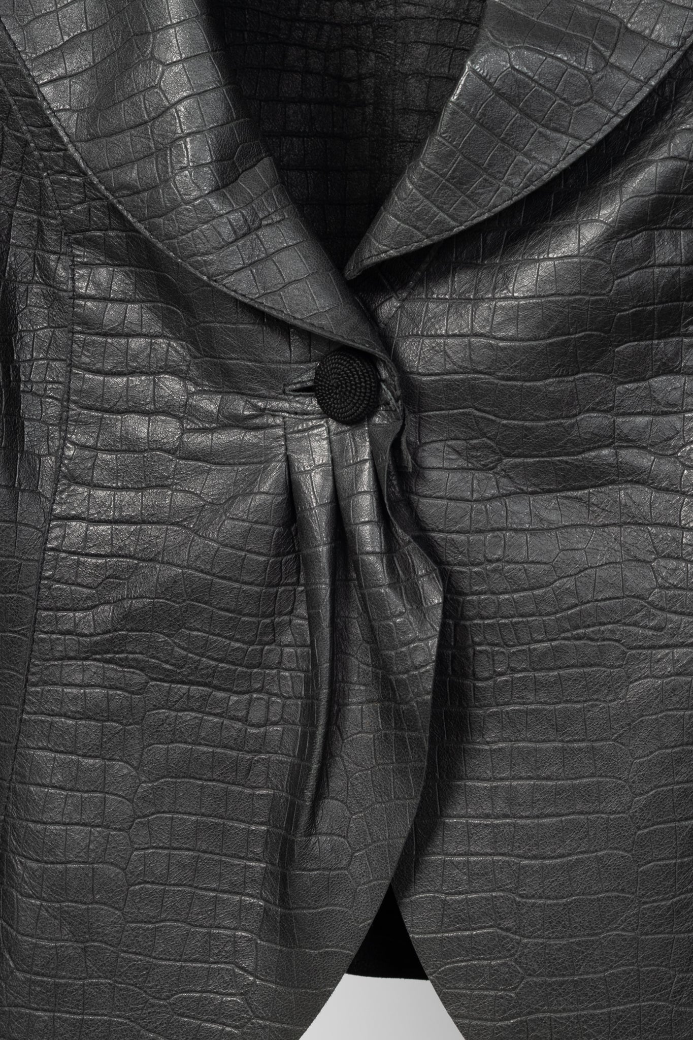 Armani Collezioni Black Croc-Embossed Leather Blazer