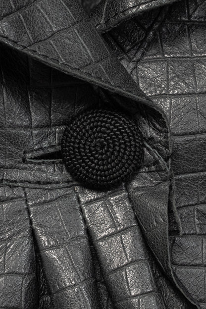Armani Collezioni Black Croc-Embossed Leather Blazer