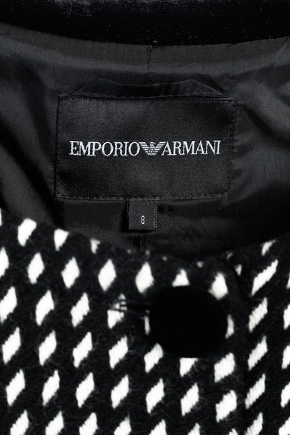 Emporio Armani 2006 Black White Velvet Bow Trimmed Wool Jacket