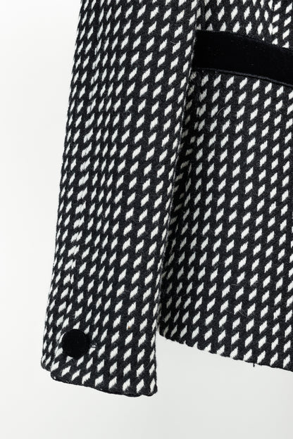 Emporio Armani 2006 Black White Velvet Bow Trimmed Wool Jacket
