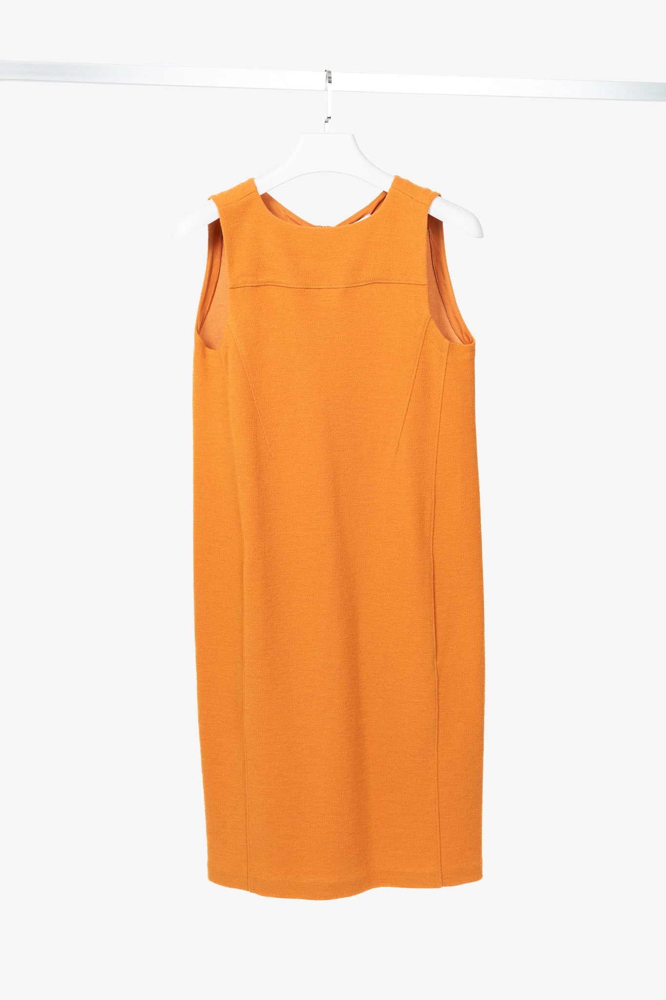 Armani Collezioni Orange Wool-Terry Sleeveless Sheath Dress