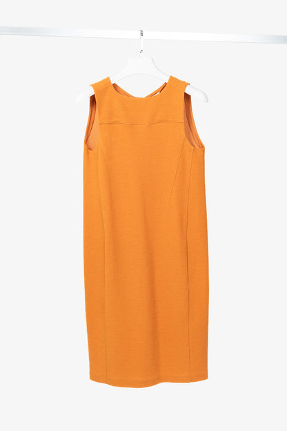 Armani Collezioni Orange Wool-Terry Sleeveless Sheath Dress