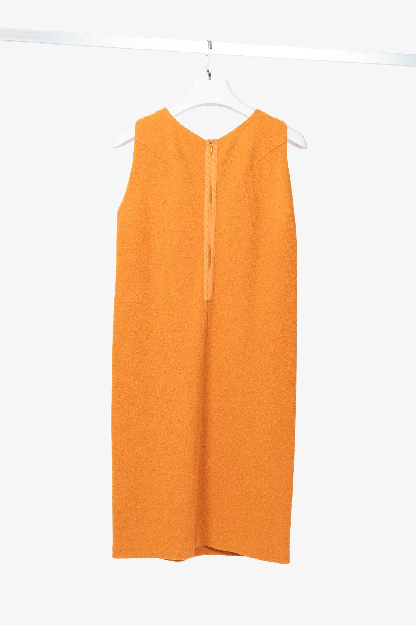 Armani Collezioni Orange Wool-Terry Sleeveless Sheath Dress