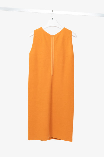 Armani Collezioni Orange Wool-Terry Sleeveless Sheath Dress