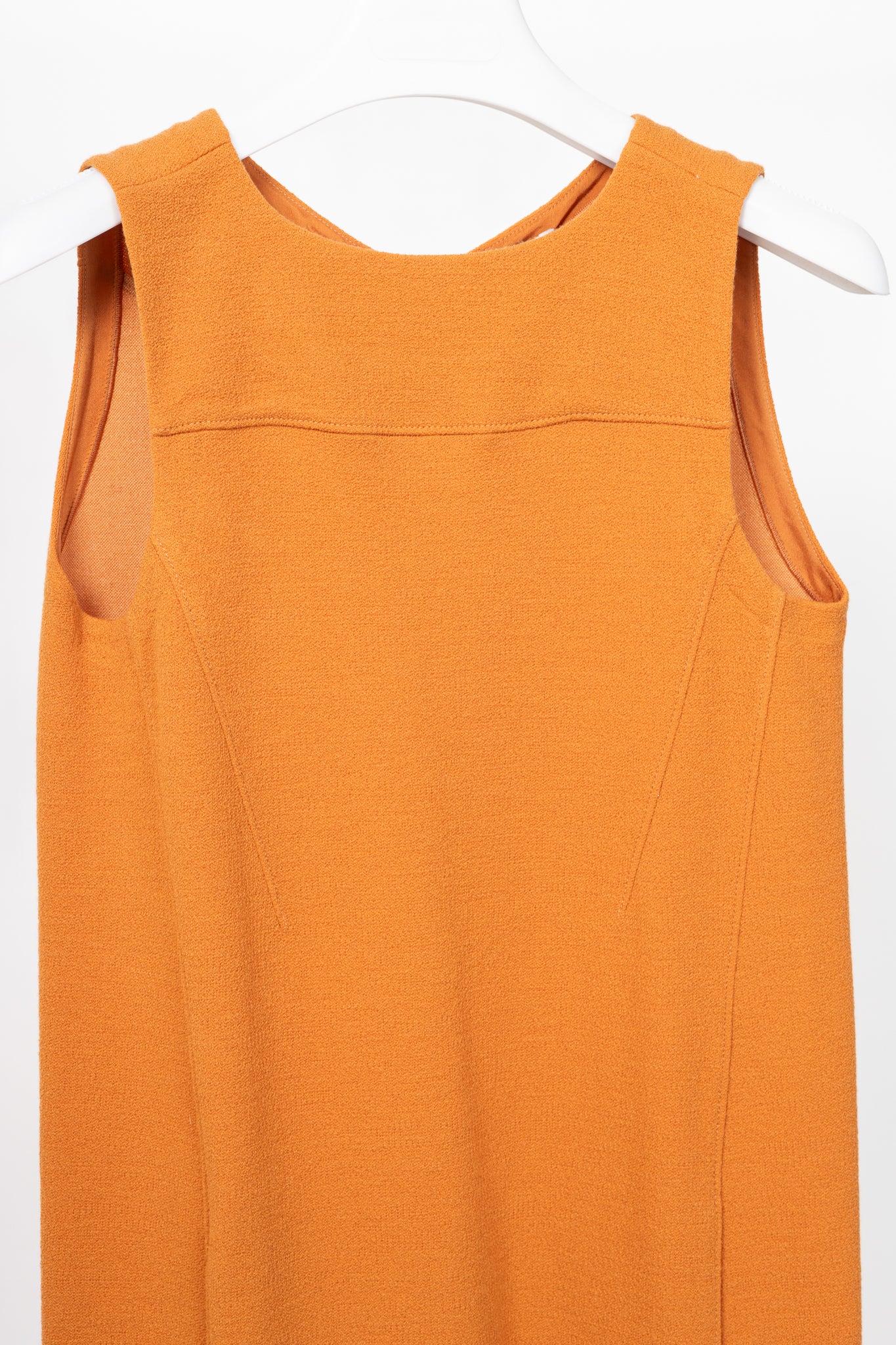 Armani Collezioni Orange Wool-Terry Sleeveless Sheath Dress