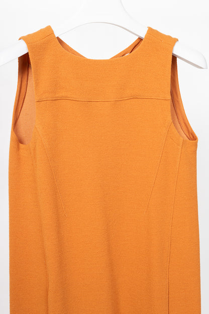 Armani Collezioni Orange Wool-Terry Sleeveless Sheath Dress