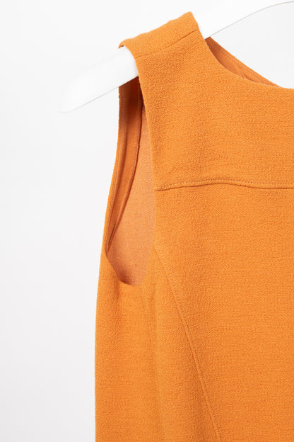 Armani Collezioni Orange Wool-Terry Sleeveless Sheath Dress