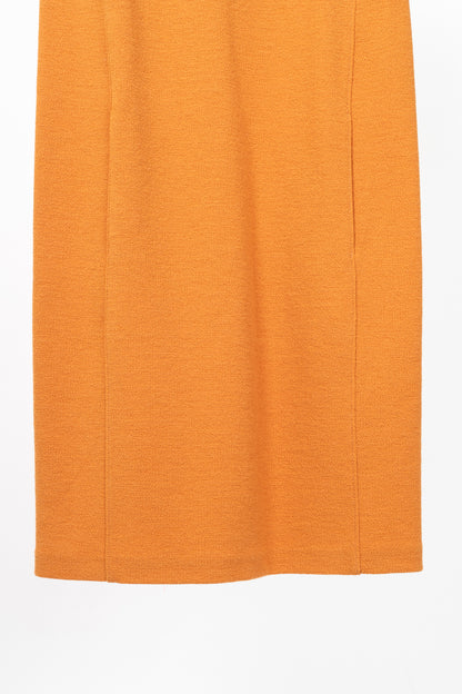 Armani Collezioni Orange Wool-Terry Sleeveless Sheath Dress
