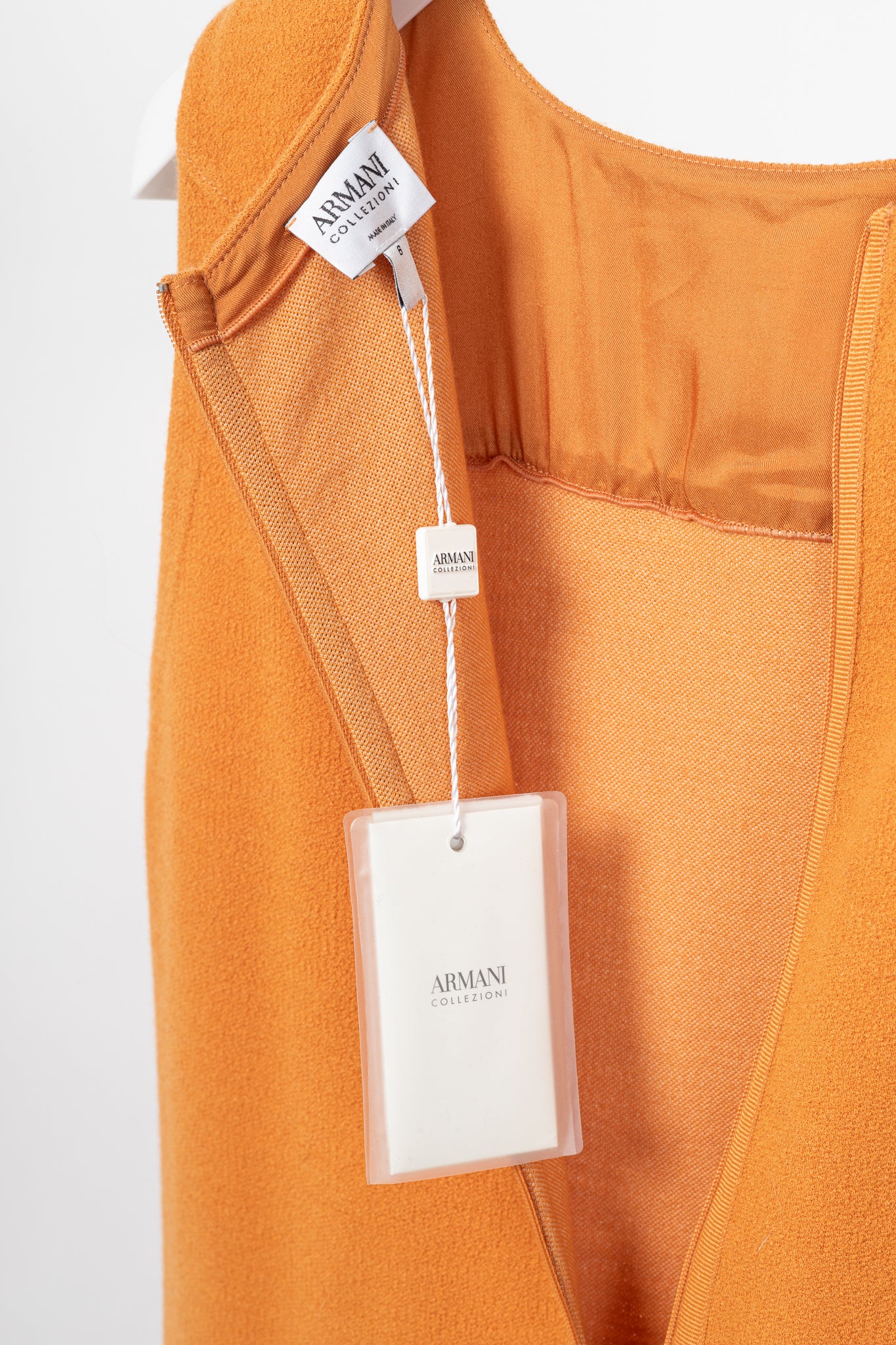 Armani Collezioni Orange Wool-Terry Sleeveless Sheath Dress