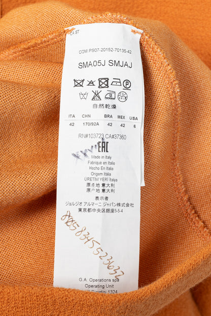 Armani Collezioni Orange Wool-Terry Sleeveless Sheath Dress