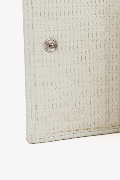 Giorgio Armani Cream Textured-Faux-Leather Crystal-Logo Compact Wallet