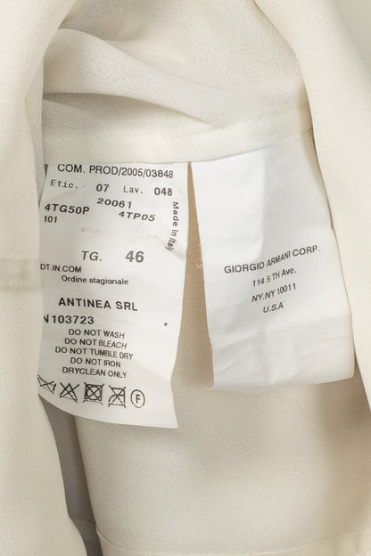 Armani Collezioni Cream Leather Shawl-Lapel Blazer
