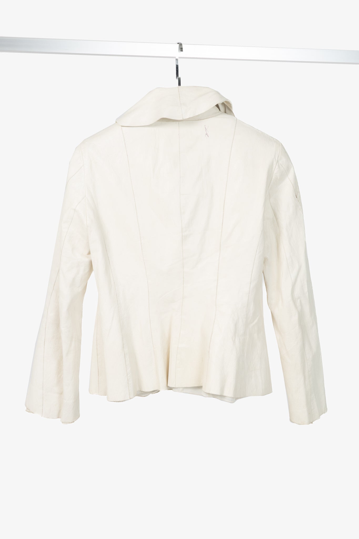 Armani Collezioni Cream Leather Shawl-Lapel Blazer