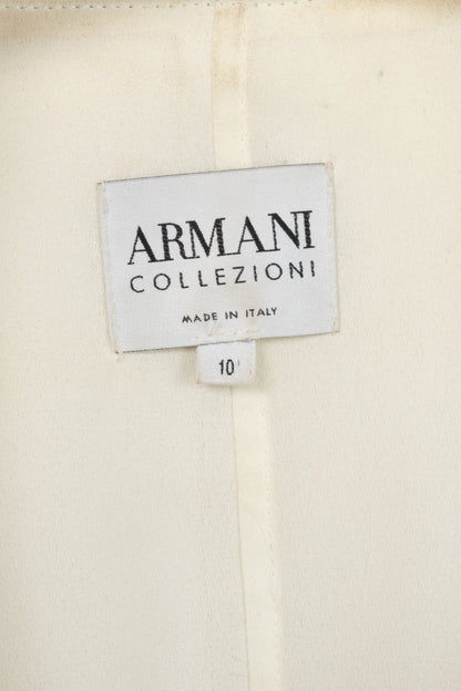 Armani Collezioni Cream Leather Shawl-Lapel Blazer