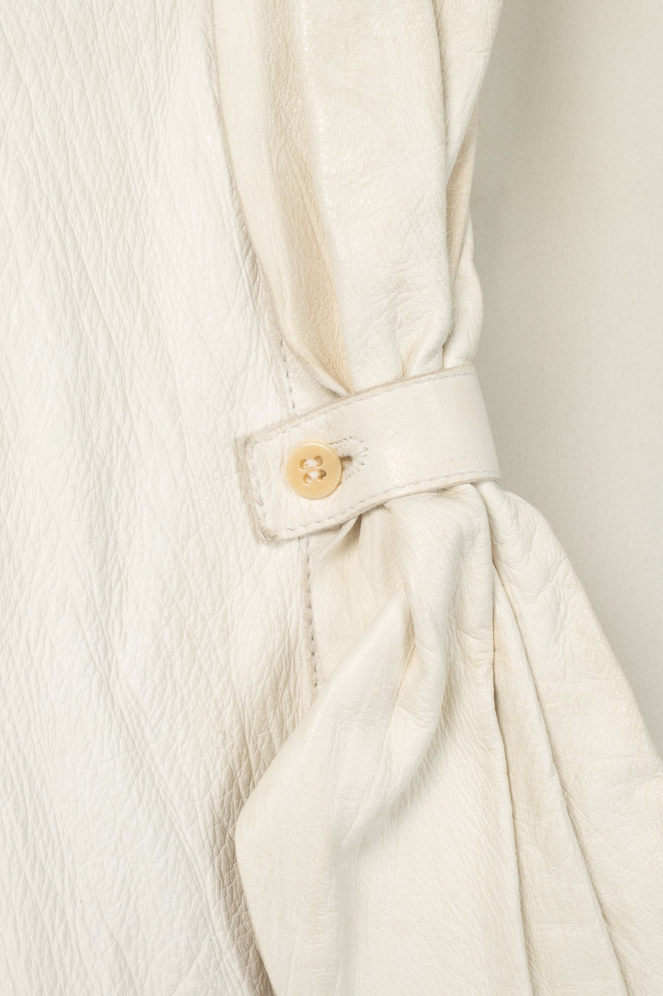 Armani Collezioni Cream Leather Shawl-Lapel Blazer