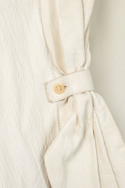 Armani Collezioni Cream Leather Shawl-Lapel Blazer