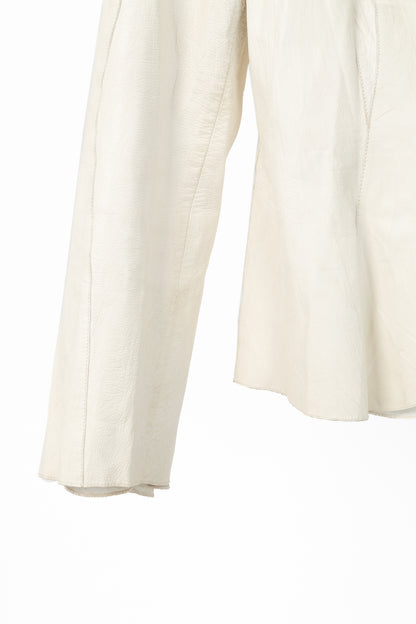 Armani Collezioni Cream Leather Shawl-Lapel Blazer