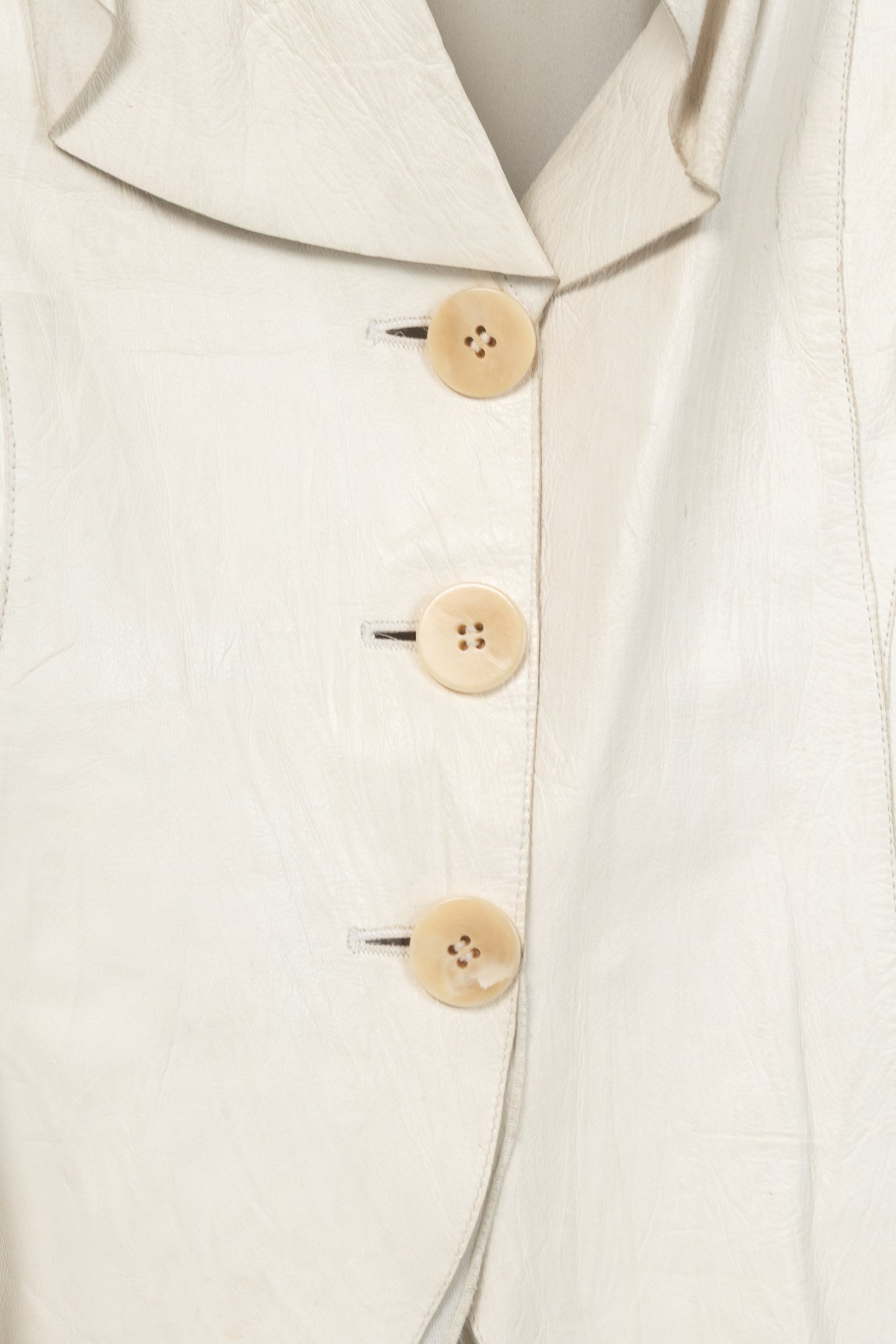 Armani Collezioni Cream Leather Shawl-Lapel Blazer