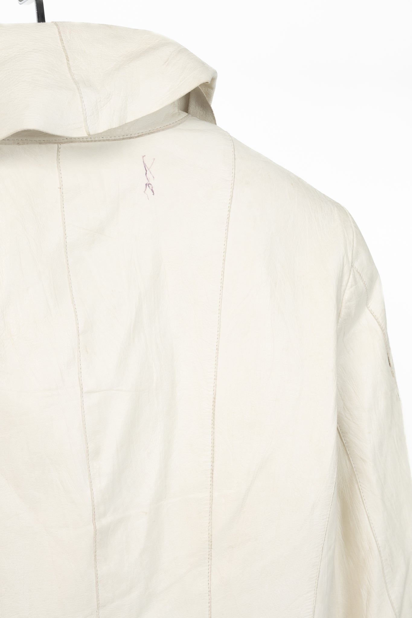 Armani Collezioni Cream Leather Shawl-Lapel Blazer