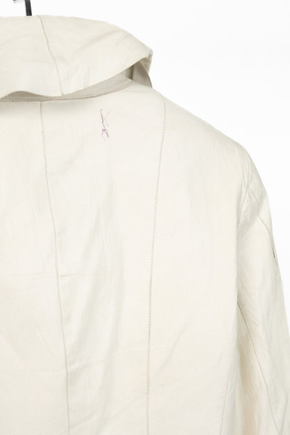 Armani Collezioni Cream Leather Shawl-Lapel Blazer