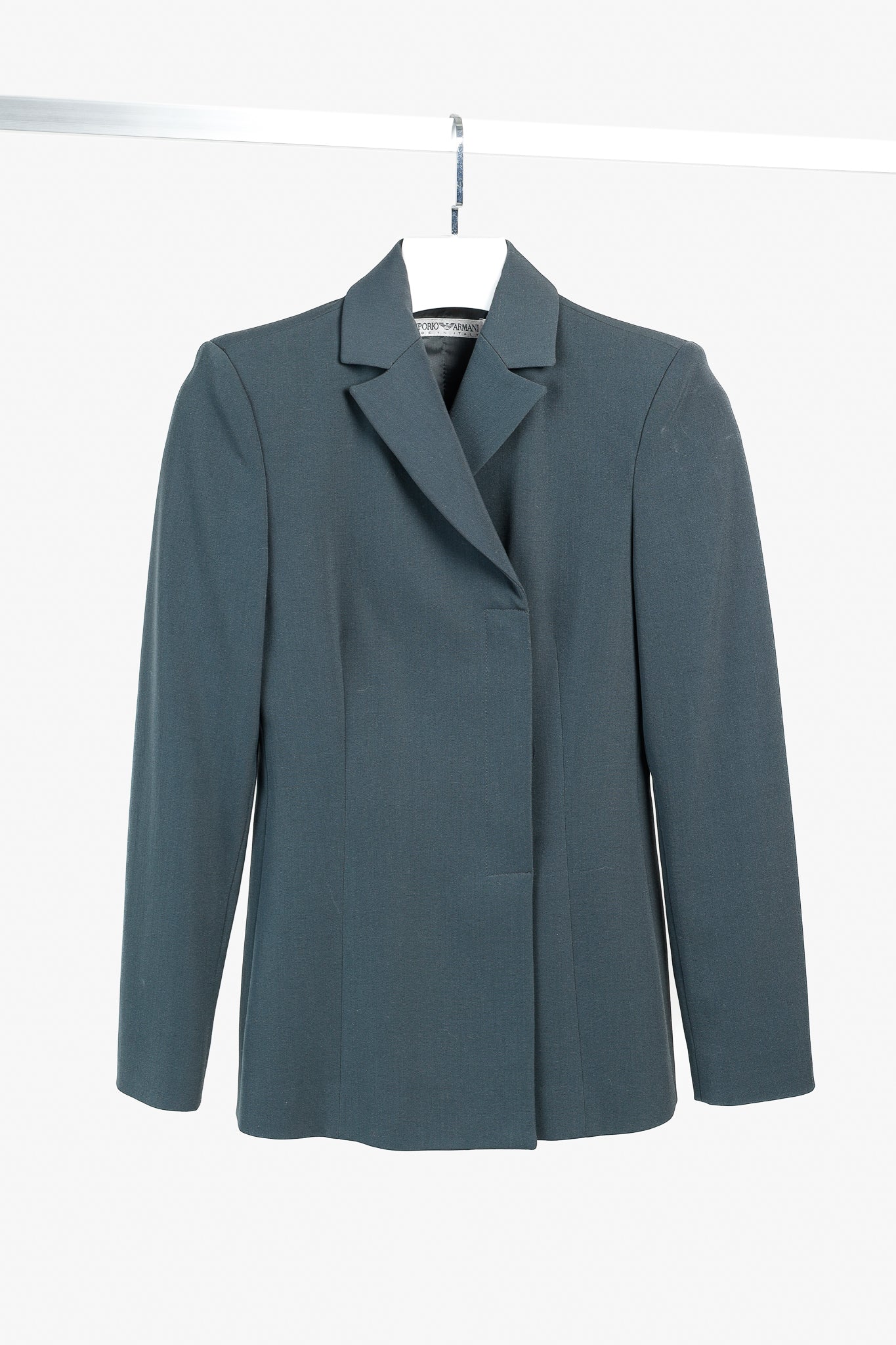 Emporio Armani Minimalist Grey-Green Hidden Button Blazer