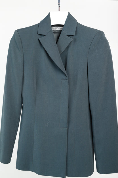 Emporio Armani Minimalist Grey-Green Hidden Button Blazer