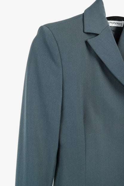 Emporio Armani Minimalist Grey-Green Hidden Button Blazer