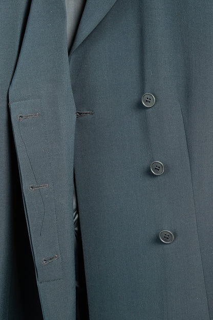 Emporio Armani Minimalist Grey-Green Hidden Button Blazer