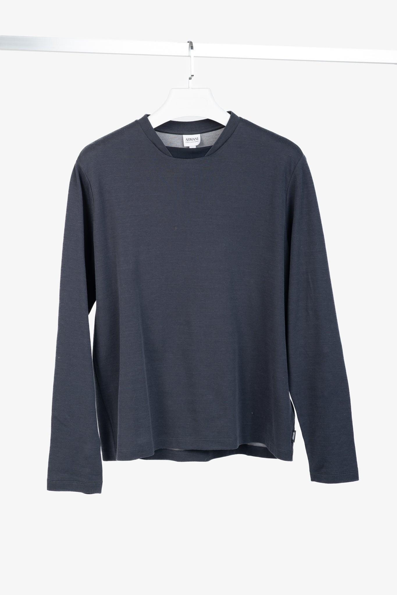Armani Collezioni Navy-Jersey Layered-Crewneck Long-Sleeve T-Shirt