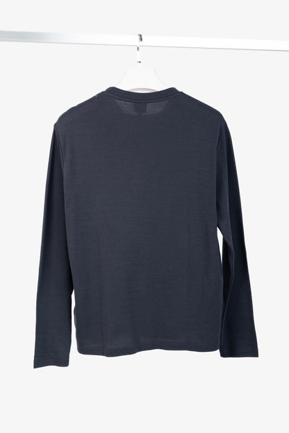 Armani Collezioni Navy-Jersey Layered-Crewneck Long-Sleeve T-Shirt