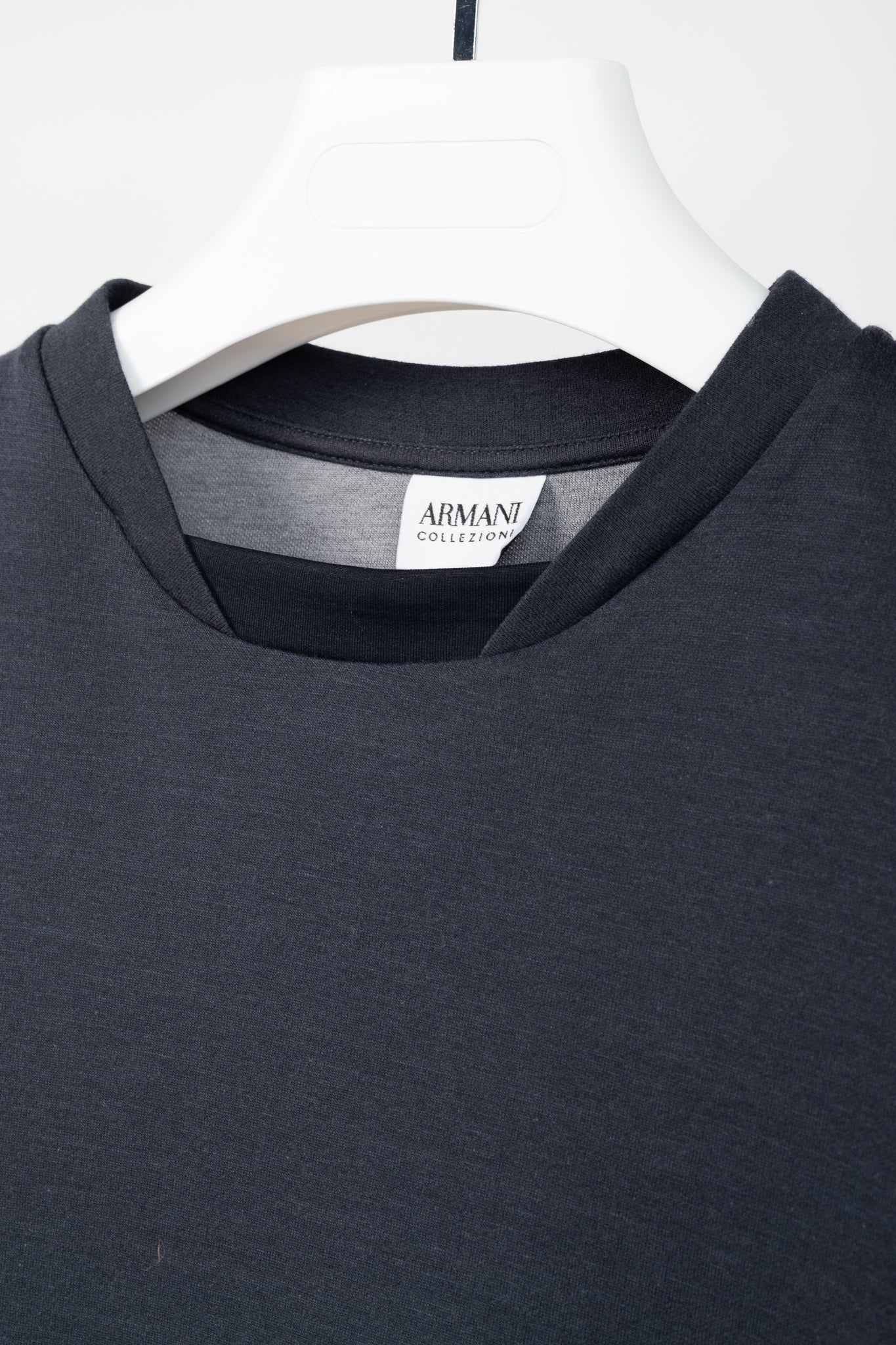 Armani Collezioni Navy-Jersey Layered-Crewneck Long-Sleeve T-Shirt