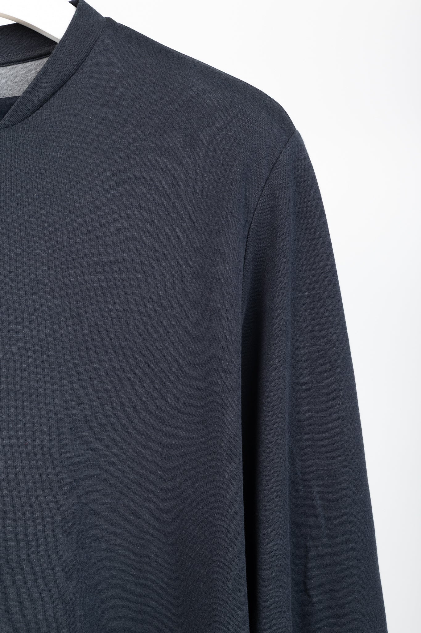 Armani Collezioni Navy-Jersey Layered-Crewneck Long-Sleeve T-Shirt