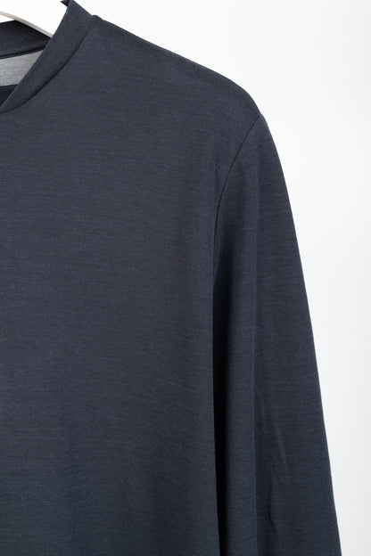 Armani Collezioni Navy-Jersey Layered-Crewneck Long-Sleeve T-Shirt