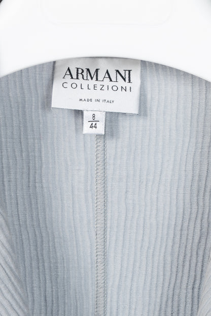 Armani Collezioni Bluish-Grey Cotton & Linen-Blend Textured Blazer