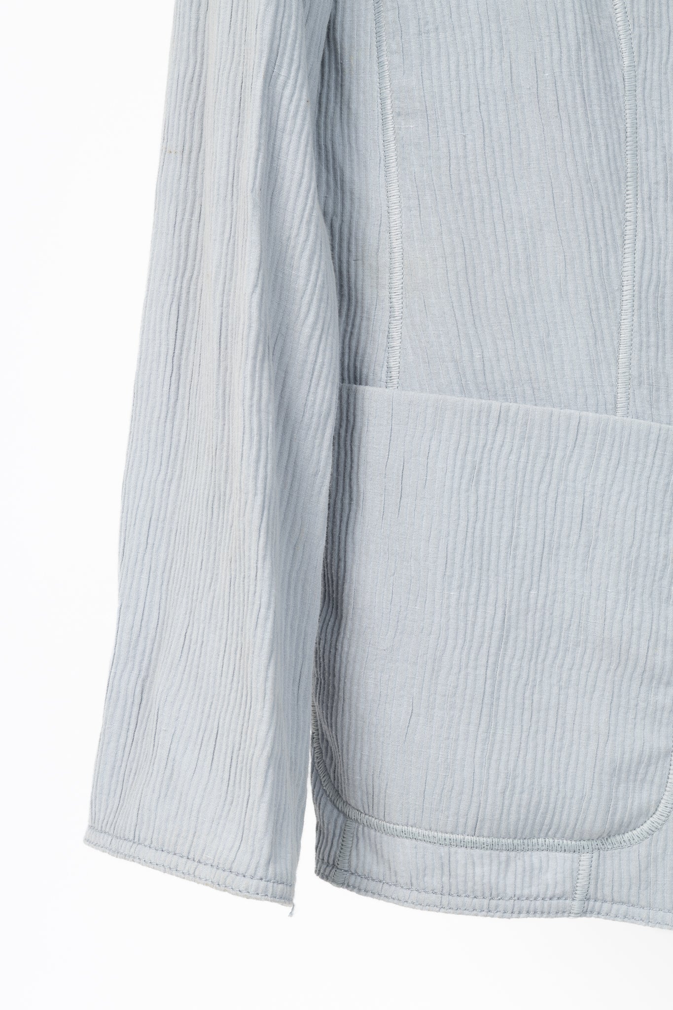 Armani Collezioni Bluish-Grey Cotton & Linen-Blend Textured Blazer