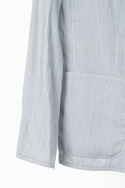Armani Collezioni Bluish-Grey Cotton & Linen-Blend Textured Blazer