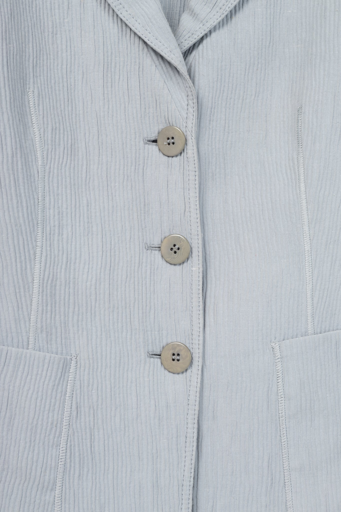 Armani Collezioni Bluish-Grey Cotton & Linen-Blend Textured Blazer