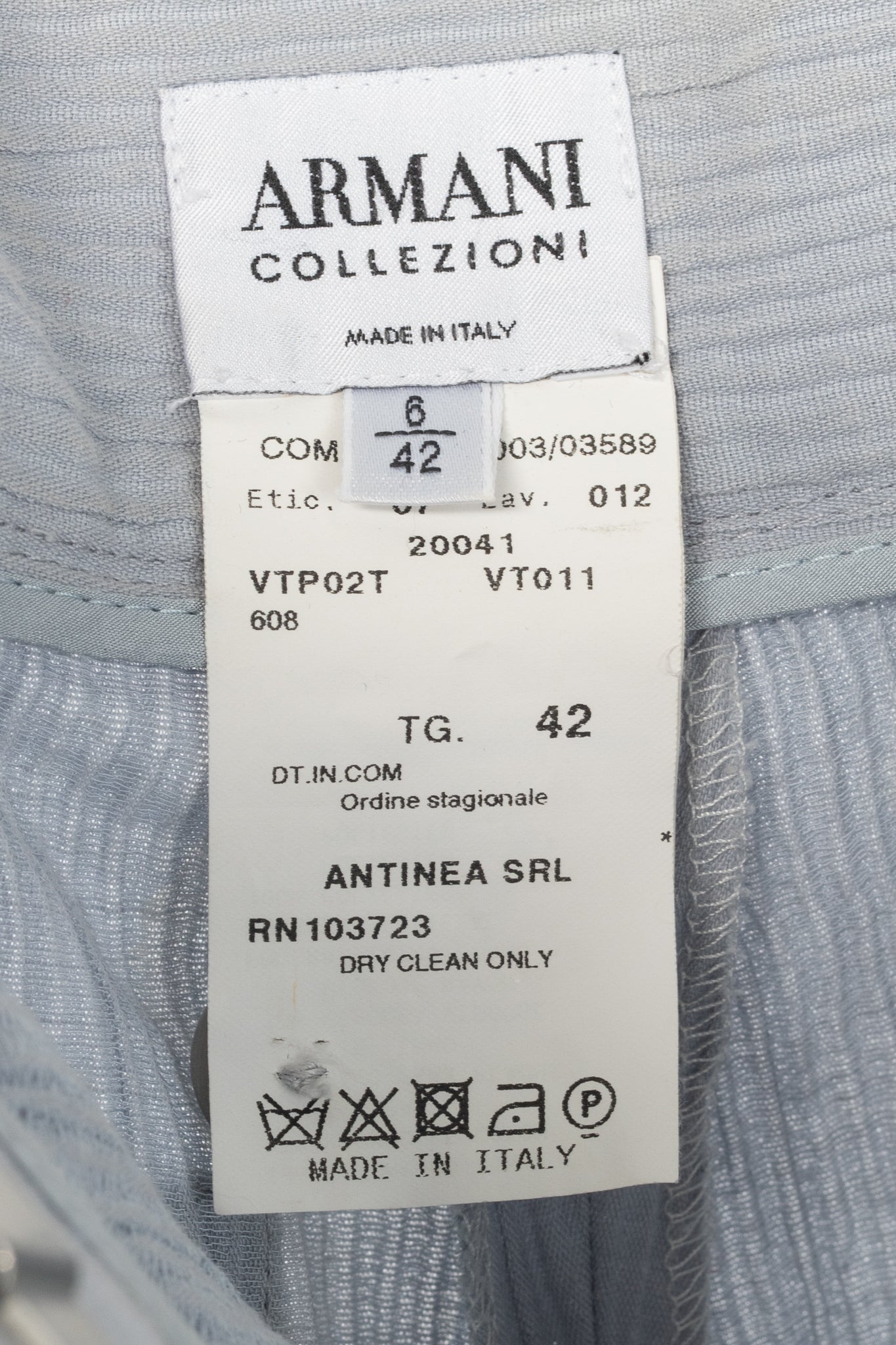 Armani Collezioni Bluish-Grey Cotton & Linen-Blend Textured Wide-Leg Trousers