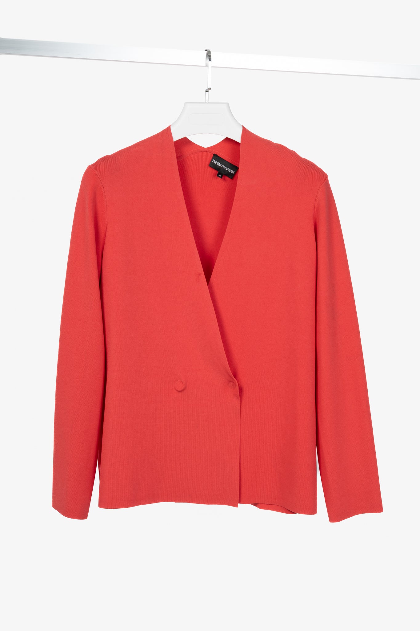 Emporio Armani Coral Knit Double-Breasted Snap Cardigan