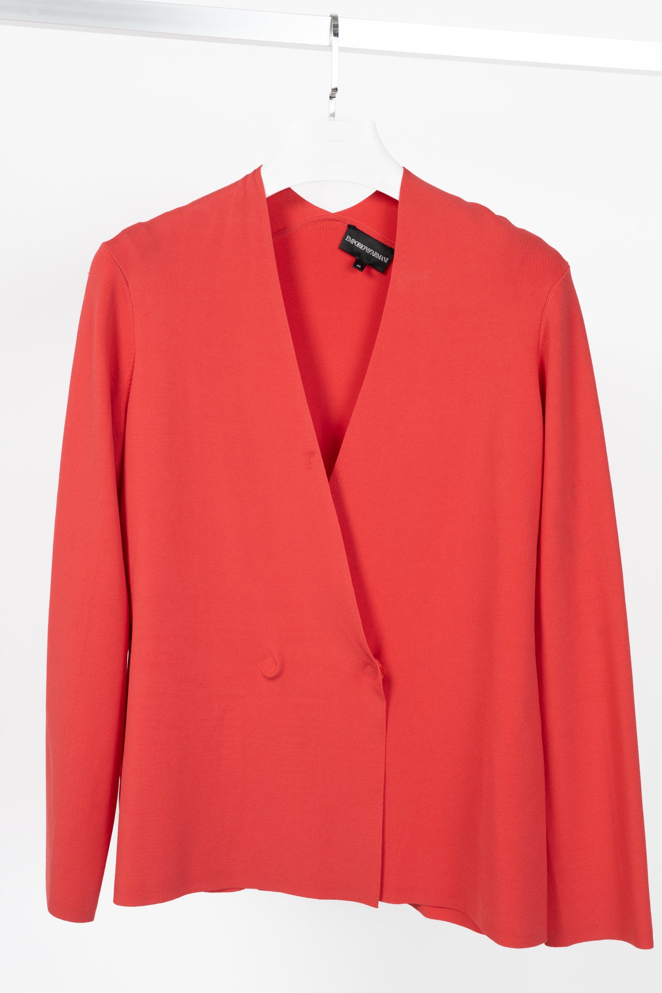 Emporio Armani Coral Knit Double-Breasted Snap Cardigan