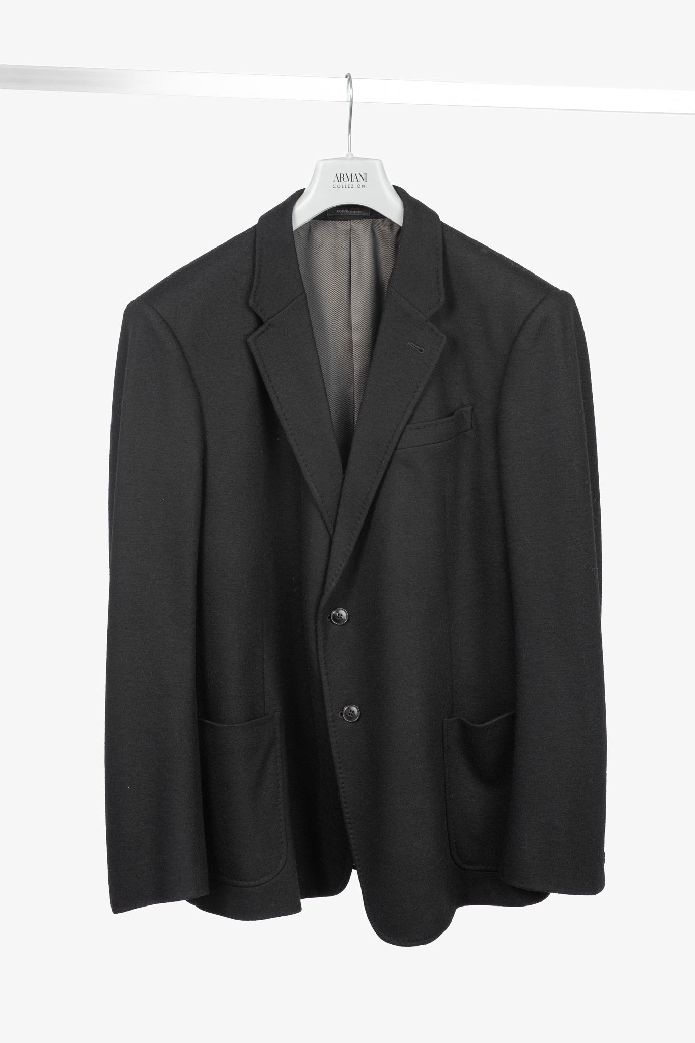 Armani Collezioni Black Wool Flannel Blazer