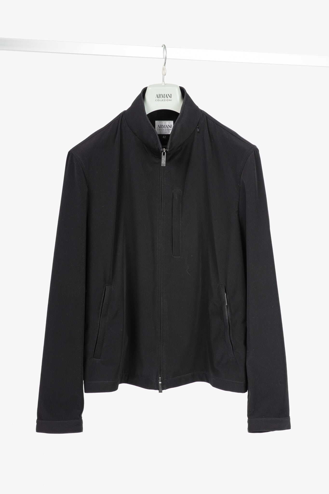 Armani Collezioni Black Water-Repellent Hidden-Hood Jacket