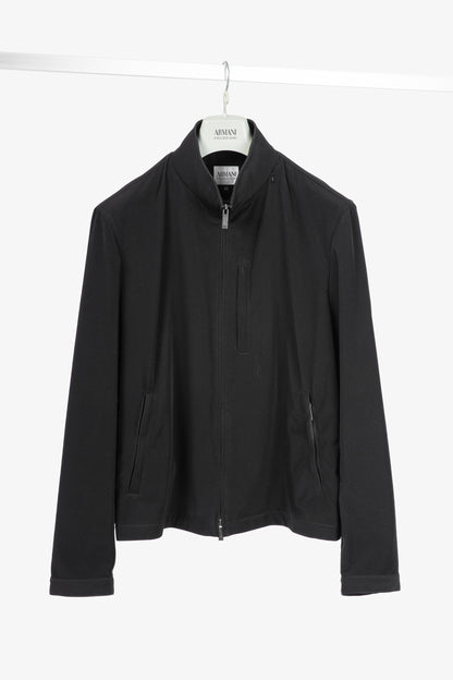 Armani Collezioni Black Water-Repellent Hidden-Hood Jacket