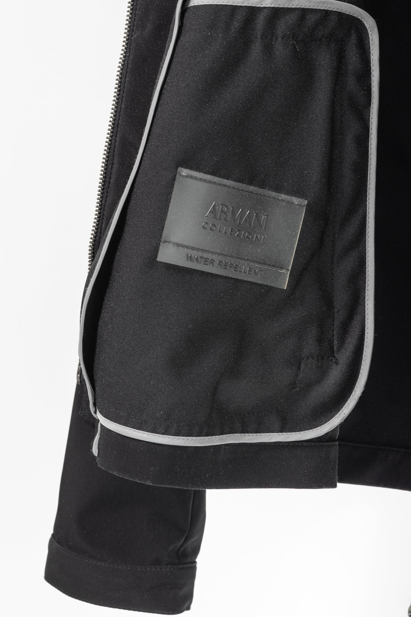 Armani Collezioni Black Water-Repellent Hidden-Hood Jacket