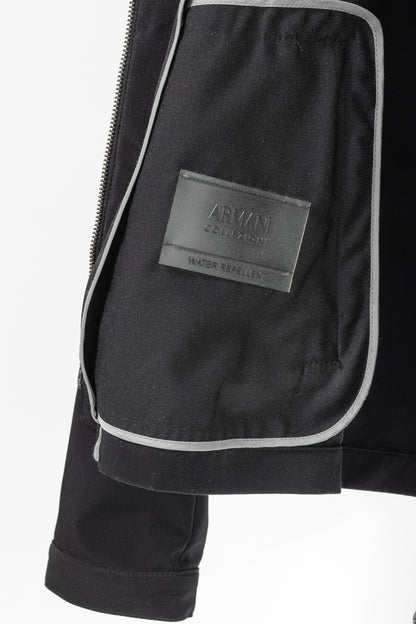 Armani Collezioni Black Water-Repellent Hidden-Hood Jacket