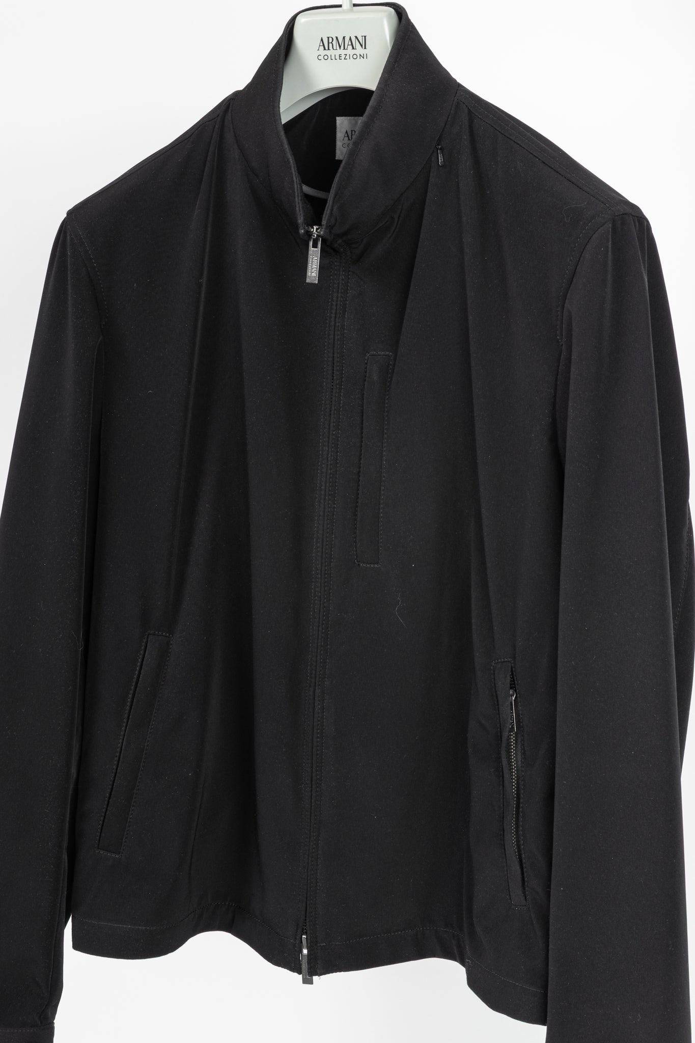 Armani Collezioni Black Water-Repellent Hidden-Hood Jacket