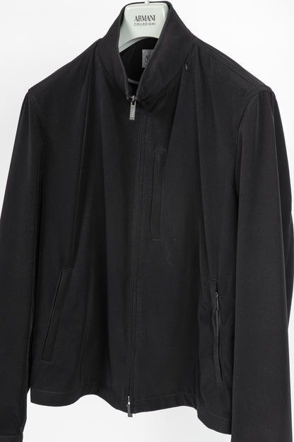 Armani Collezioni Black Water-Repellent Hidden-Hood Jacket