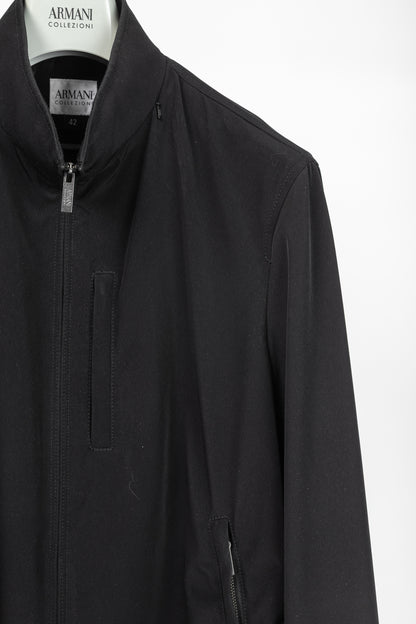 Armani Collezioni Black Water-Repellent Hidden-Hood Jacket