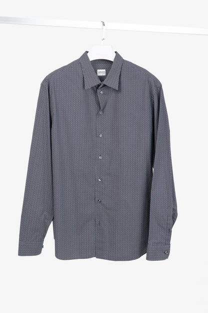 Armani Collezioni Navy Triangle-Print Cotton Button-Up Shirt