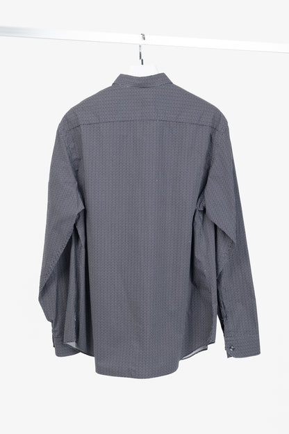 Armani Collezioni Navy Triangle-Print Cotton Button-Up Shirt